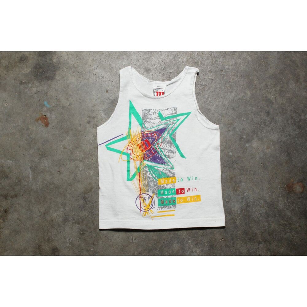 Vintage 90's USA-Made Wilson Kids White Tank Top T-Shirt - Youth Small